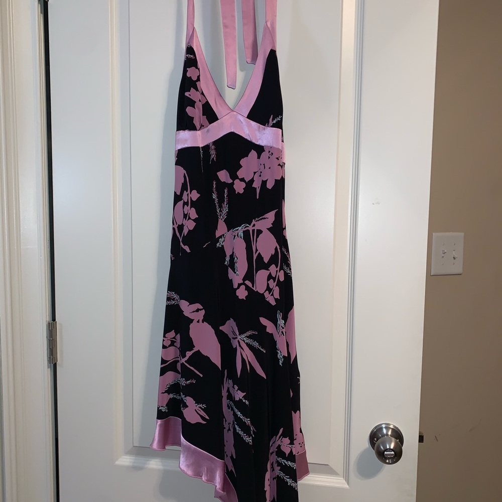 Bebe Asymmetrical Black Floral Dress M - Picture 1 of 14